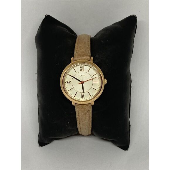 Fossil Jacqueline ES3802 Women's Beige Leather Analog Dial Quartz Watch JK869 - Picture 1 of 12